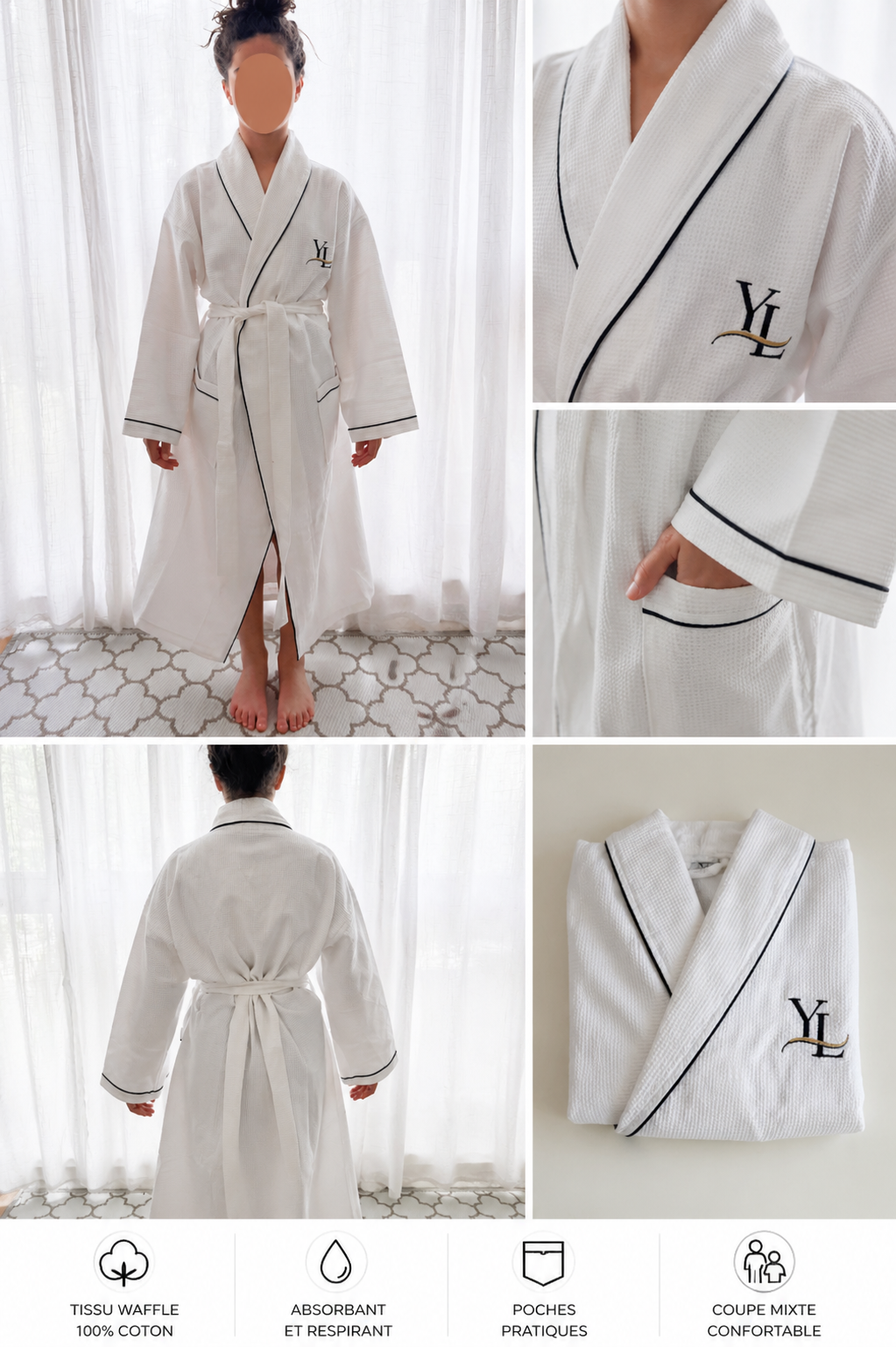 Peignoir Coton Gaufré